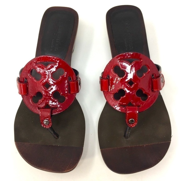 Paul Green Sandals Red Patent Leather Flip Flop Size 6 - Picture 1 of 12
